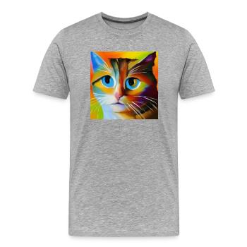 Abstract cat portrait - Men's Premium Organic T-Shirt - heather grey - Front - Damien (186cm)