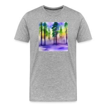 Evening in watercolor forest - Men's Premium Organic T-Shirt - heather grey - Front - Damien (186cm)