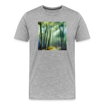 Nebel im Aquarellwald - Männer Premium Bio T-Shirt - Grau meliert - Vorne - Damien (186cm)