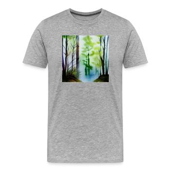 Art de l’image de la forêt - T-shirt bio Premium Homme - gris chiné - Devant - Damien (186cm)