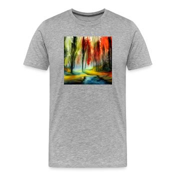 Aquarelle de printemps de la forêt - T-shirt bio Premium Homme - gris chiné - Devant - Damien (186cm)