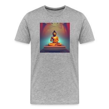 Portrait de statue de Bouddha - T-shirt bio Premium Homme - gris chiné - Devant - Damien (186cm)