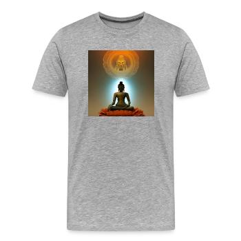 Statue de Bouddha - T-shirt bio Premium Homme - gris chiné - Devant - Damien (186cm)