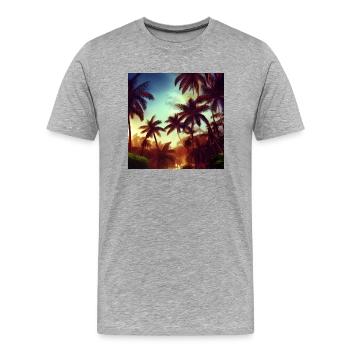 Abend in der Dschungelkunst - Männer Premium Bio T-Shirt - Grau meliert - Vorne - Damien (186cm)