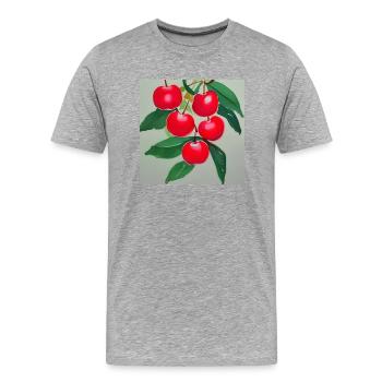 Winter cherry art - Men's Premium Organic T-Shirt - heather grey - Front - Damien (186cm)
