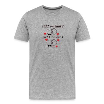 nouvel an nouveau né - T-shirt bio Premium Homme - gris chiné - Devant - Damien (186cm)