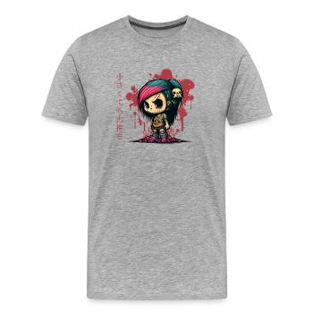 Anime Chibi Urban Graffiti | Petit mais puissant - T-shirt bio Premium Homme - gris chiné - Devant - Damien (186cm)