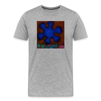 SOLEIL SUR PYRAMIDES INVERSÉES - T-shirt bio Premium Homme - gris chiné - Devant - Damien (186cm)