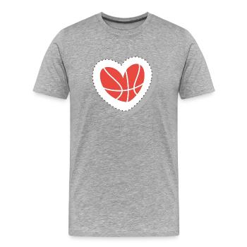 Basketball Heart - Men's Premium Organic T-Shirt - heather grey - Front - Damien (186cm)