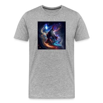 Galactic Wizard in the Galaxy - Männer Premium Bio T-Shirt - Grau meliert - Vorne - Damien (186cm)