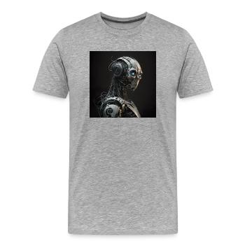 Blauäugiger Cyborg-Roboter - Männer Premium Bio T-Shirt - Grau meliert - Vorne - Damien (186cm)