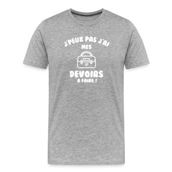 J’peux pas j’ai mes devoirs à faire - T-shirt bio Premium Homme - gris chiné - Devant - Damien (186cm)