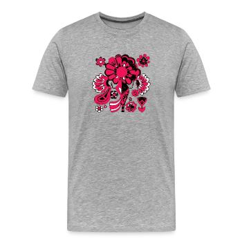 Blumen der 70er Jahre - Männer Premium Bio T-Shirt - Grau meliert - Vorne - Damien (186cm)