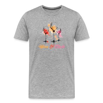 Wine o' clock Wein Liebhaber Geschenk - Männer Premium Bio T-Shirt - Grau meliert - Vorne - Damien (186cm)