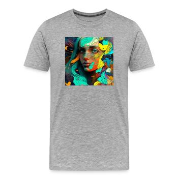 Buntes Frauengesicht - Männer Premium Bio T-Shirt - Grau meliert - Vorne - Damien (186cm)