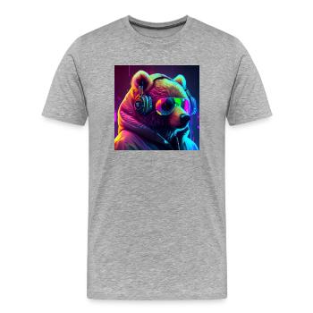Cool Gaming Bear - Men's Premium Organic T-Shirt - heather grey - Front - Damien (186cm)