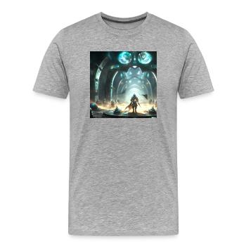 Sci-fi combat digital art - Men's Premium Organic T-Shirt - heather grey - Front - Damien (186cm)