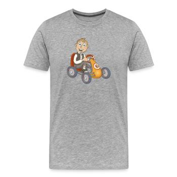 Le garçon heureux sur la voiture à pédales - T-shirt bio Premium Homme - gris chiné - Devant - Damien (186cm)