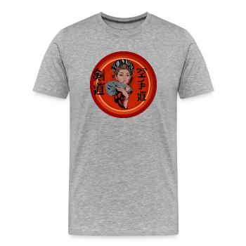 Red Geisha - Men's Premium Organic T-Shirt - heather grey - Front - Damien (186cm)
