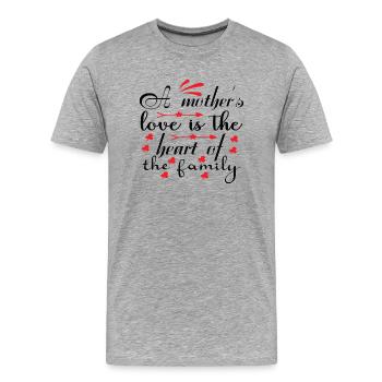 L’amour maternel est le cœur de la famille - T-shirt bio Premium Homme - gris chiné - Devant - Damien (186cm)