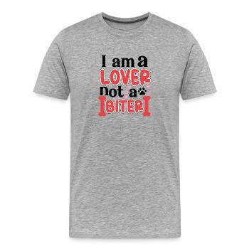 Je suis un amant, pas un mordeur - T-shirt bio Premium Homme - gris chiné - Devant - Damien (186cm)