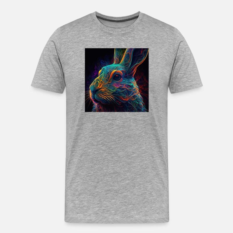 Farbiger Hase, einzigartiges Design - Männer Premium Bio T-Shirt - Grau meliert