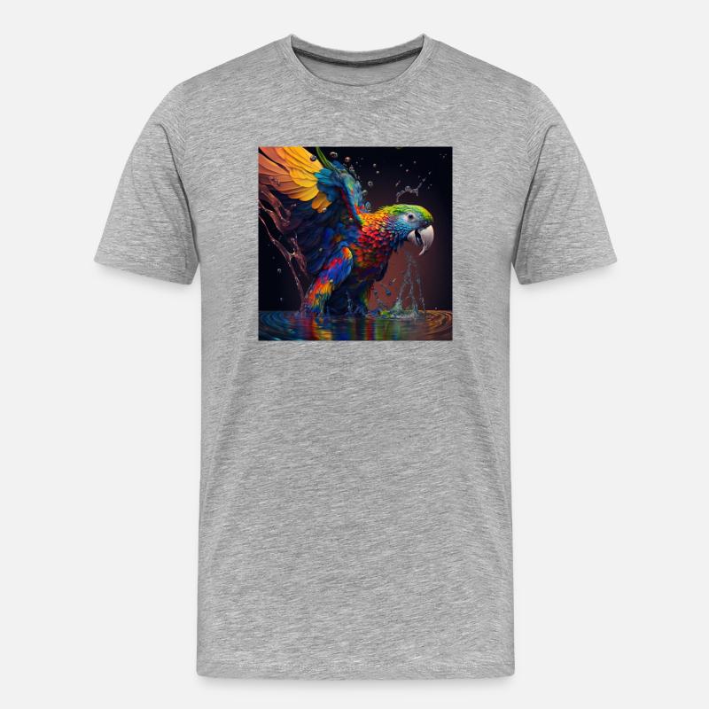 Farbiger Papagei, einzigartiges Design - Männer Premium Bio T-Shirt - Grau meliert