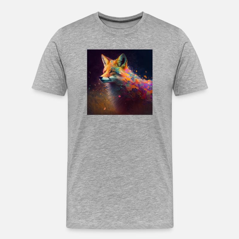 Farbiger Fuchs, einzigartiges Design - Männer Premium Bio T-Shirt - Grau meliert