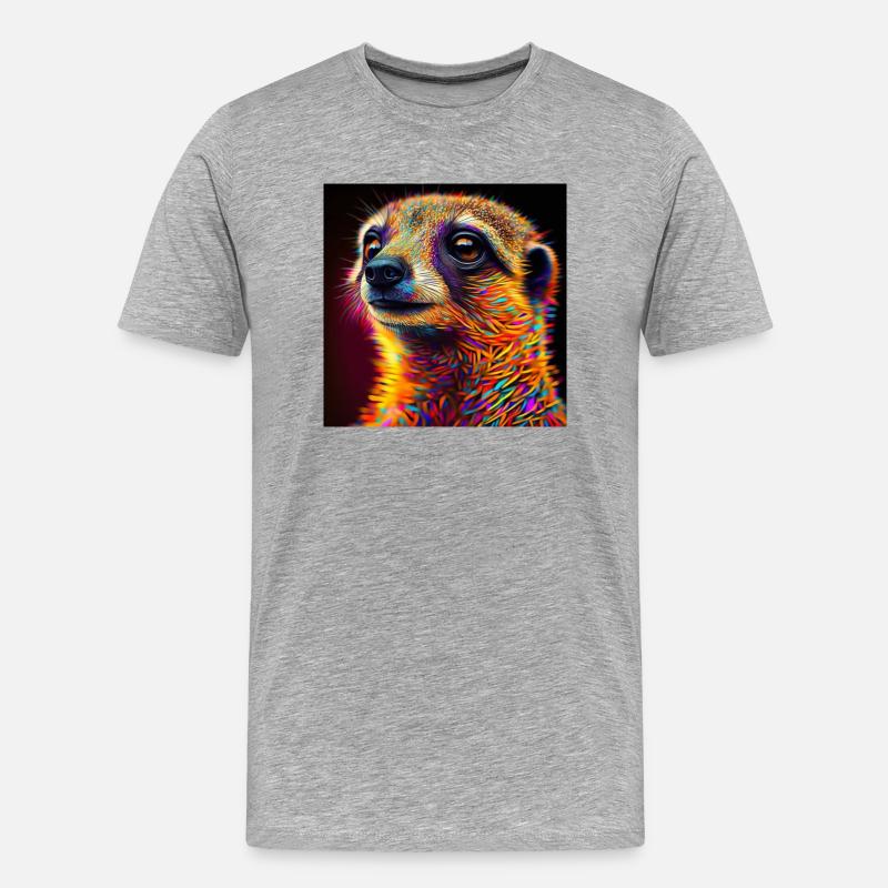 Farbiges Erdmännchen, einzigartiges Design - Männer Premium Bio T-Shirt - Grau meliert