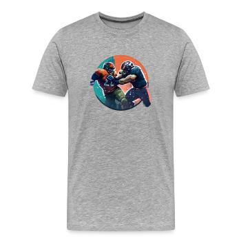 American Football - Spieler - Logo - Touchdown - Männer Premium Bio T-Shirt - Grau meliert - Vorne - Damien (186cm)