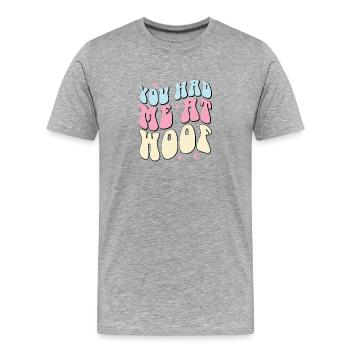 Tu m’as eu à Woof - T-shirt bio Premium Homme - gris chiné - Devant - Damien (186cm)