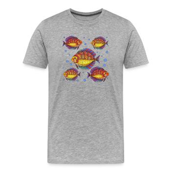 Poissons - T-shirt bio Premium Homme - gris chiné - Devant - Damien (186cm)