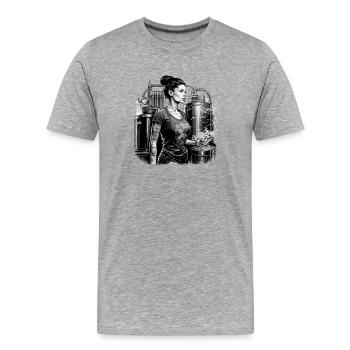 Brasseur de bière artisanale Femme maître-brasseur - T-shirt bio Premium Homme - gris chiné - Devant - Damien (186cm)