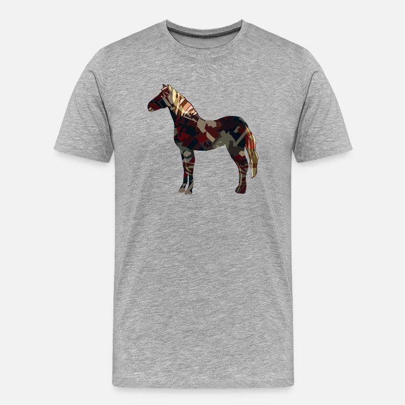 Pferd - Männer Premium Bio T-Shirt - Grau meliert