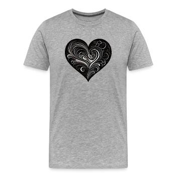 Coeur noir - T-shirt bio Premium Homme - gris chiné - Devant - Damien (186cm)