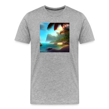 Tropical beach - Männer Premium Bio T-Shirt - Grau meliert - Vorne - Damien (186cm)