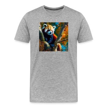 Cachette du panda rouge - T-shirt bio Premium Homme - gris chiné - Devant - Damien (186cm)