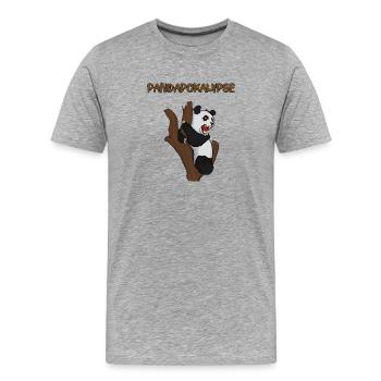 Pandapokalypse - Männer Premium Bio T-Shirt - Grau meliert - Vorne - Damien (186cm)