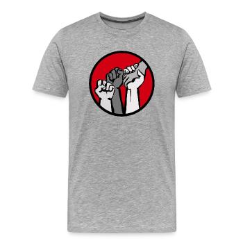 poings3c - T-shirt bio Premium Homme - gris chiné - Devant - Damien (186cm)