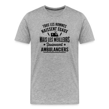 les meilleurs sont ambulanciers / ambulancier - T-shirt bio Premium Homme - gris chiné - Devant - Damien (186cm)