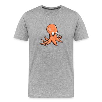 Oktopus-Karikatur - Männer Premium Bio T-Shirt - Grau meliert - Vorne - Damien (186cm)