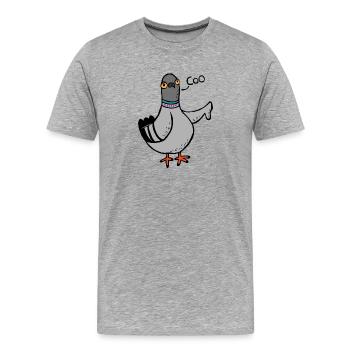 Gurren / Buh-Taube - Männer Premium Bio T-Shirt - Grau meliert - Vorne - Damien (186cm)