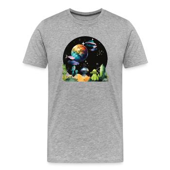 Space - Men's Premium Organic T-Shirt - heather grey - Front - Damien (186cm)