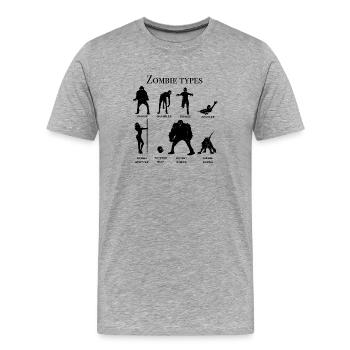 Tableau des types de zombies - T-shirt bio Premium Homme - gris chiné - Devant - Damien (186cm)