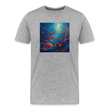 Bancs colorés de poissons dans la mer - T-shirt bio Premium Homme - gris chiné - Devant - Damien (186cm)