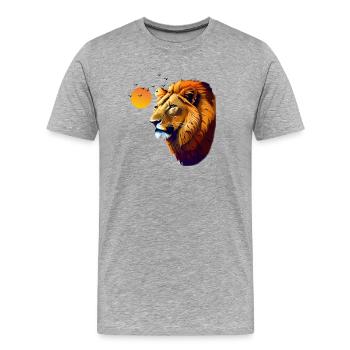 Löwe - Männer Premium Bio T-Shirt - Grau meliert - Vorne - Damien (186cm)