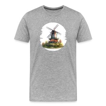 Les moulins à vent sont une attraction - T-shirt bio Premium Homme - gris chiné - Devant - Damien (186cm)