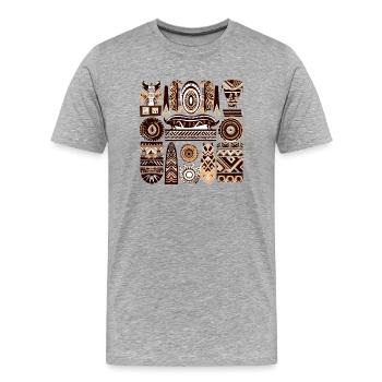 Folklore africain - T-shirt bio Premium Homme - gris chiné - Devant - Damien (186cm)