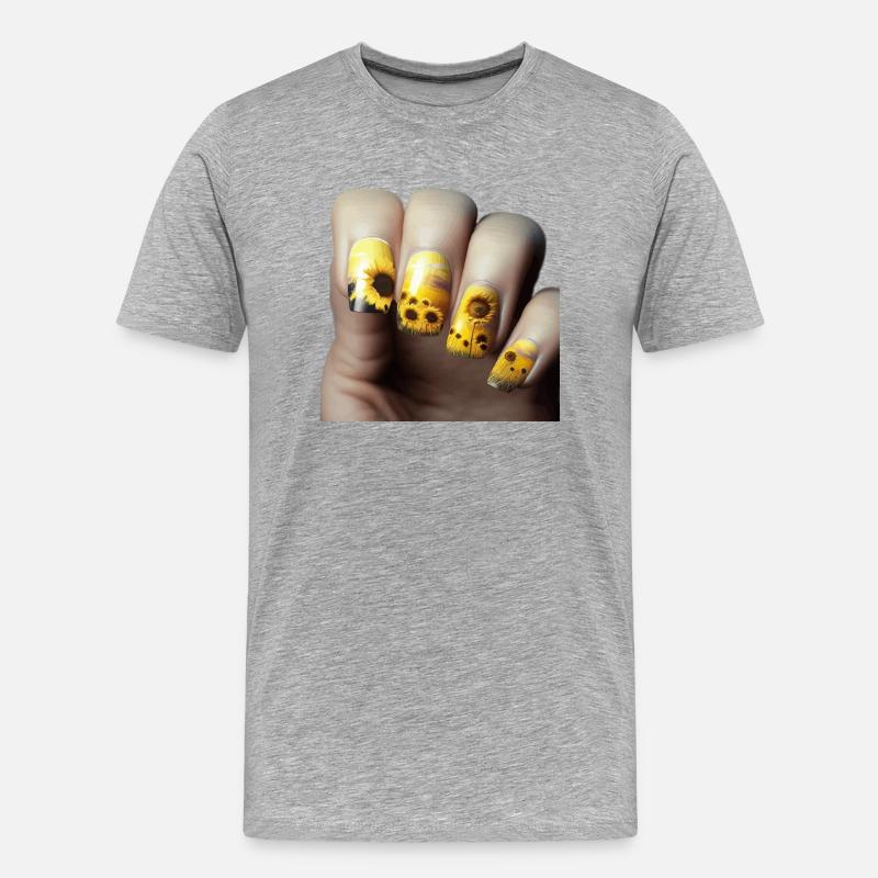 Sonnenblumen Fingernägel Geschenk - Männer Premium Bio T-Shirt - Grau meliert