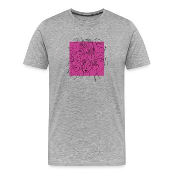 Face line pink - T-shirt bio Premium Homme - gris chiné - Devant - Damien (186cm)